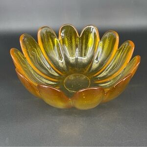 Mid Century Indiana Glass Yellow Lotus Salad Bowl